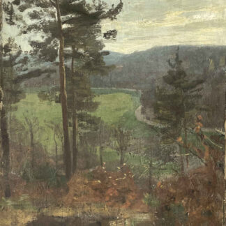Otto REINIGER ( * 1863, † 1909) – Trees in front of a Hilly Landscape – Oil on canvas