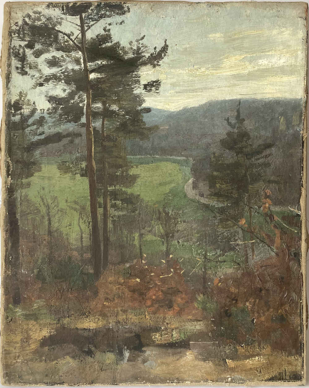 Otto REINIGER ( * 1863, † 1909) – Trees in front of a Hilly Landscape – Oil on canvas - Image 2