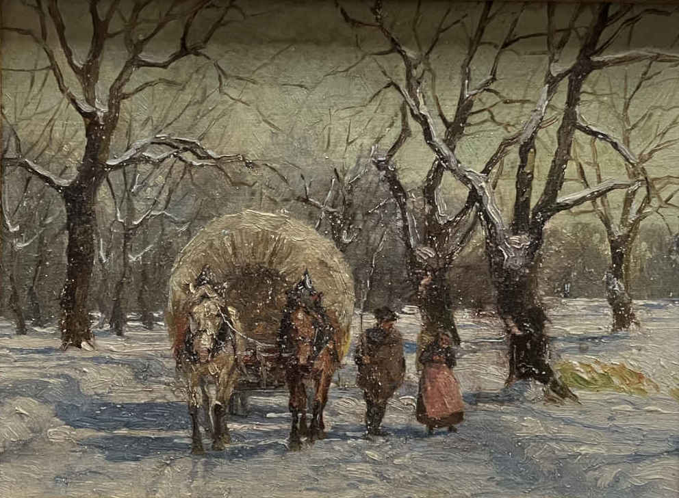 Peter EICHHORN (* 1877, † 1960) - Kutsche im Winter - Ölgemälde