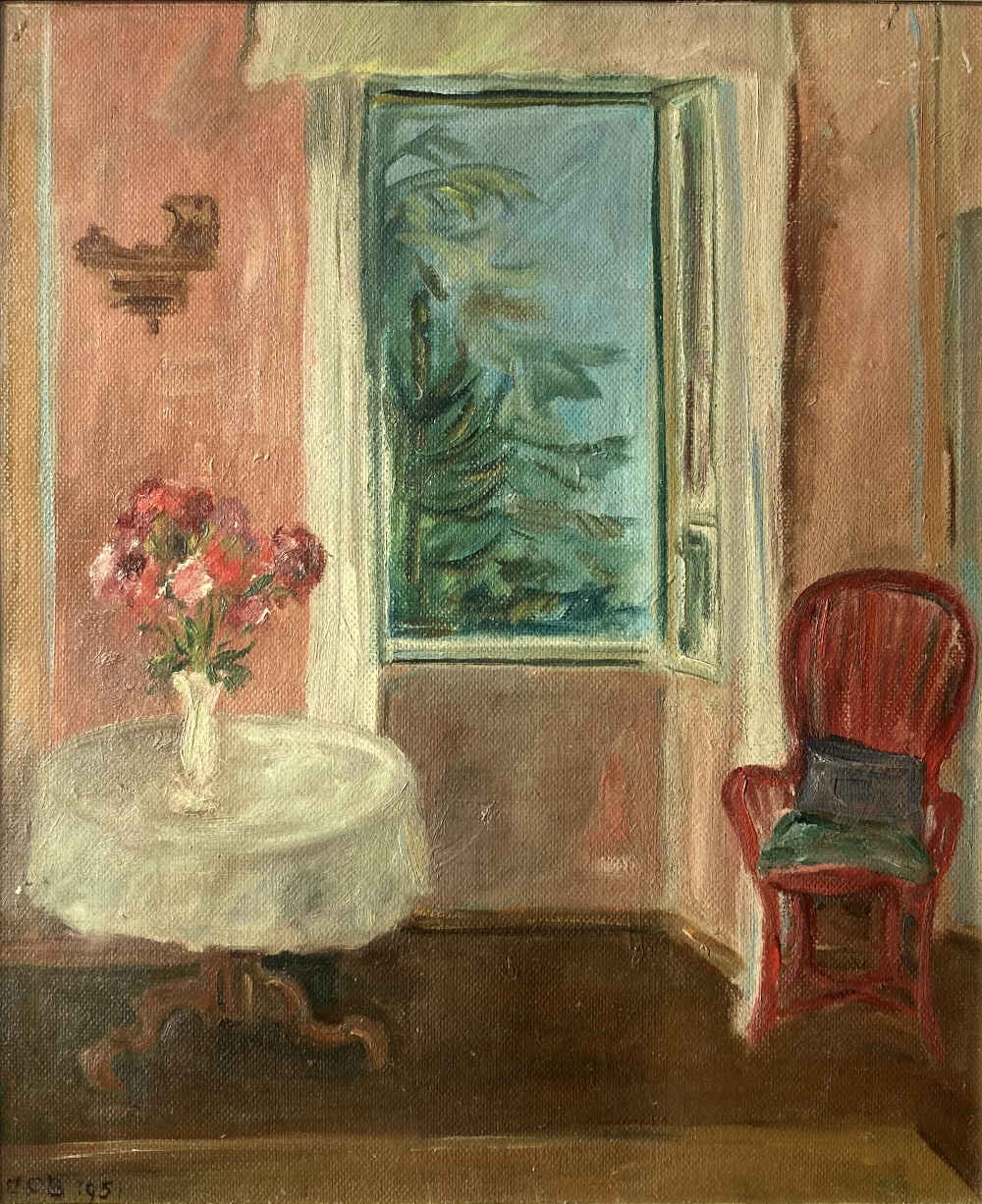 Quadro di artista sconosciuto – Camera rosa (dipinto a olio)