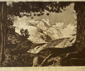Photographie Panorama vers Bellavista (groupe de la Bernina) par le photographe Albert Steiner en taille-douce.
