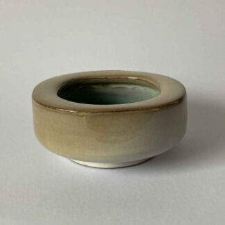 Richard BAMPI (* 1896, † 1965) - Ciotola bianca con flusso di vetro crepato blu - Studio ceramica