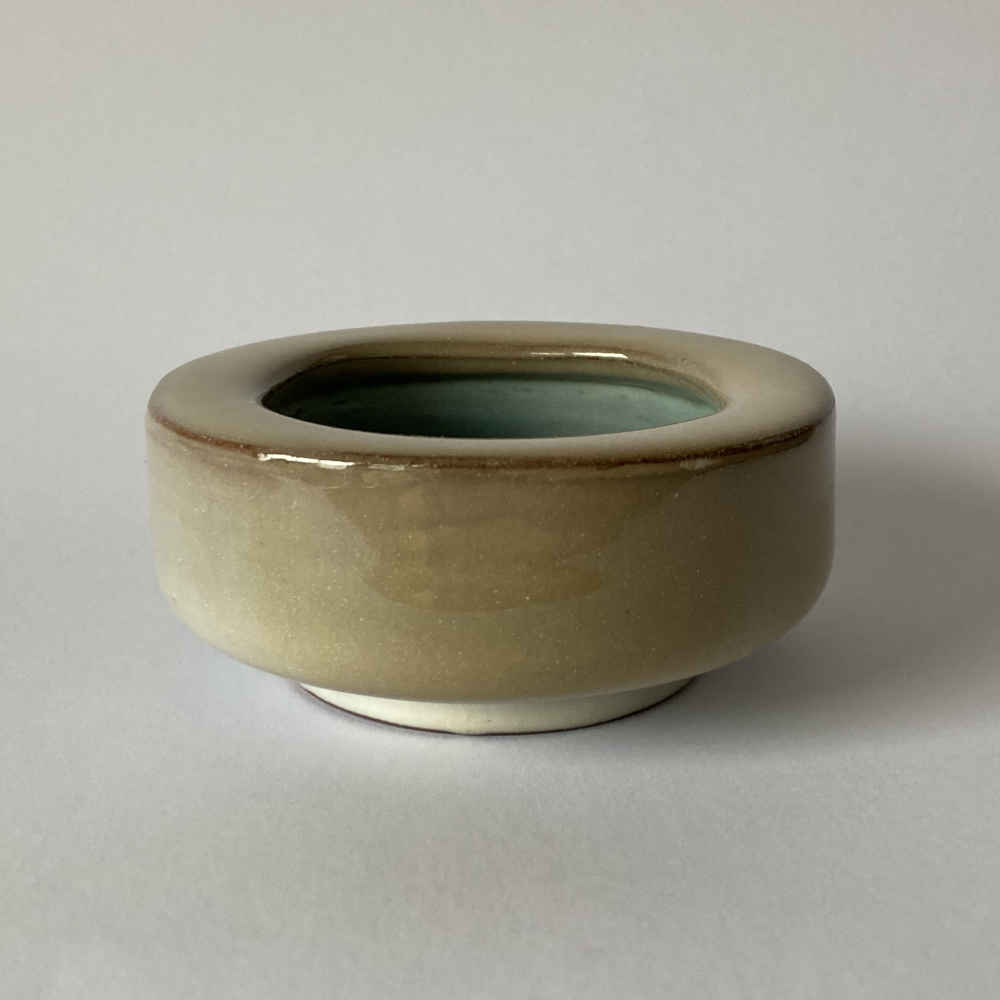 Richard BAMPI (* 1896, † 1965) - White Bowl with Blue Crackled Glass Flow - Studio Pottery - Image 4