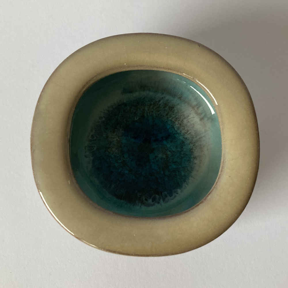 Richard BAMPI (* 1896, † 1965) - White Bowl with Blue Crackled Glass Flow - Studio Pottery - Image 7