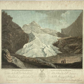 Friedrich ROSENBERG (* 1758, † 1833) – Gravure en couleurs – Glacier de Rosenlaui dans le pays de Hasly, entre 1785 et 1794