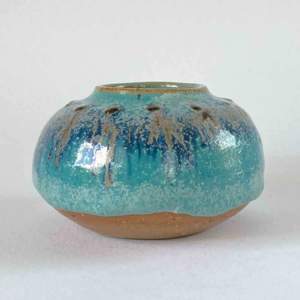 Tessa KIDICK (* 1915, † 2002) - Piccolo vaso con smalto a colatura - Studio ceramica - immagine 4