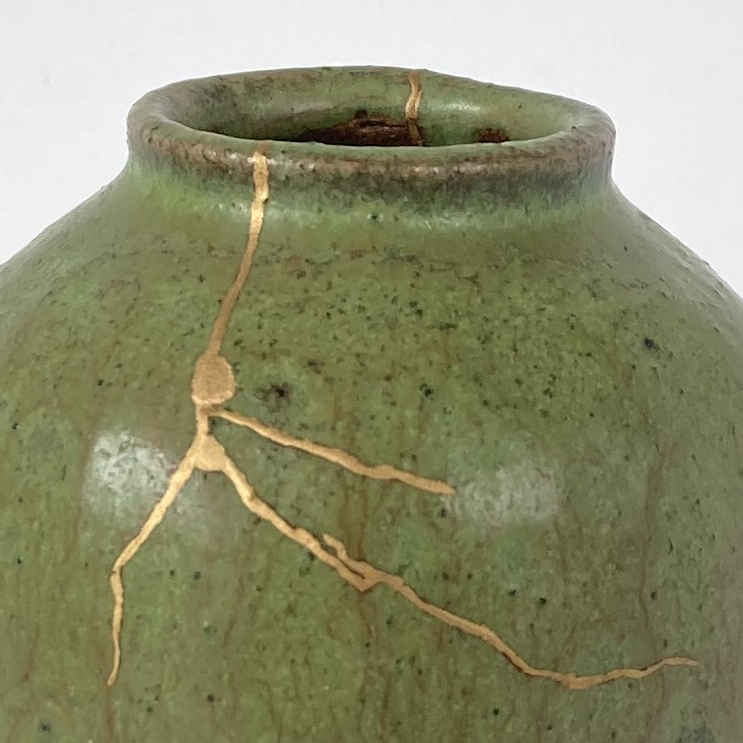 Théo PERROT (* 1856, † 1942) - Vaso (riparazione della lacca d'ottone con tecnica kintsugi) - studio ceramica - immagine 6