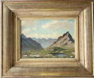 El pintor suizo Theodor Streit pintó muchos motivos montañosos o alpinos, como el óleo del paso del Bernina que aparece aquí.
