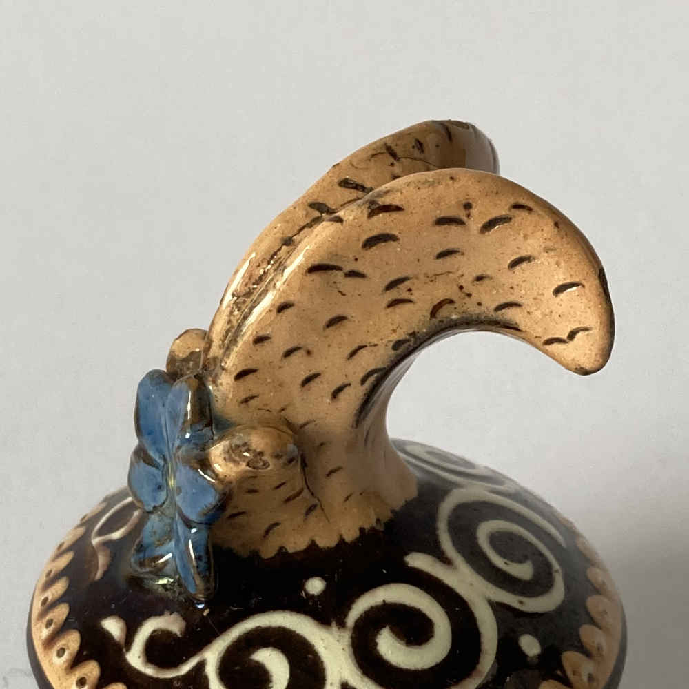 Thun Majolica – Owl Teapot / Coffee Pot with Blue Flower on Head Feather - Image 20