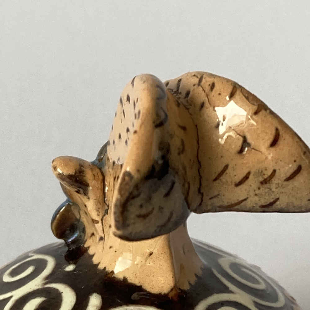 Thun Majolica – Owl Teapot / Coffee Pot with Blue Flower on Head Feather - Image 21