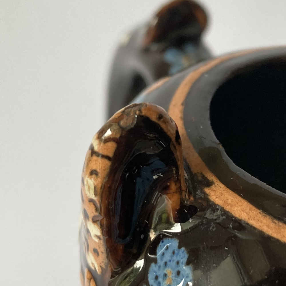 Thun Majolica – Owl Teapot / Coffee Pot with Blue Flower on Head Feather - Image 12