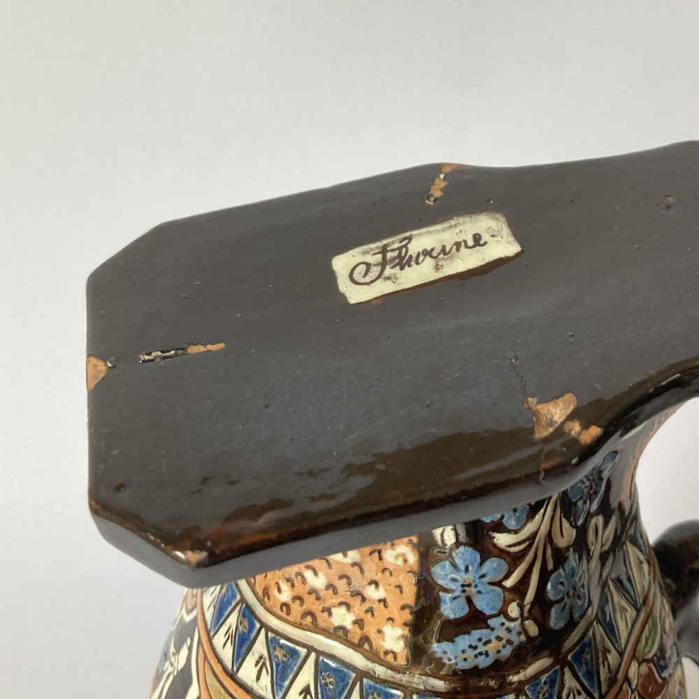 Thun Majolica – Owl Teapot / Coffee Pot with Blue Flower on Head Feather - Image 23