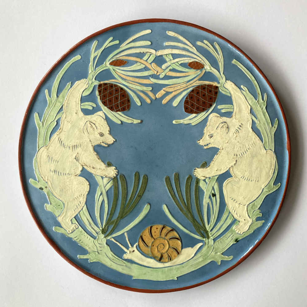 Manufactura HANS TSCHANZ - Plato con motivo de oso en estilo modernista - Thun mayólica