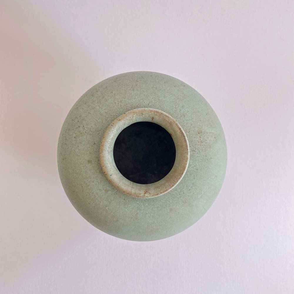 Walter GEBAUER (* 1907, † 1989) - Vaso con smalto verde opaco - studio ceramica - immagine 6
