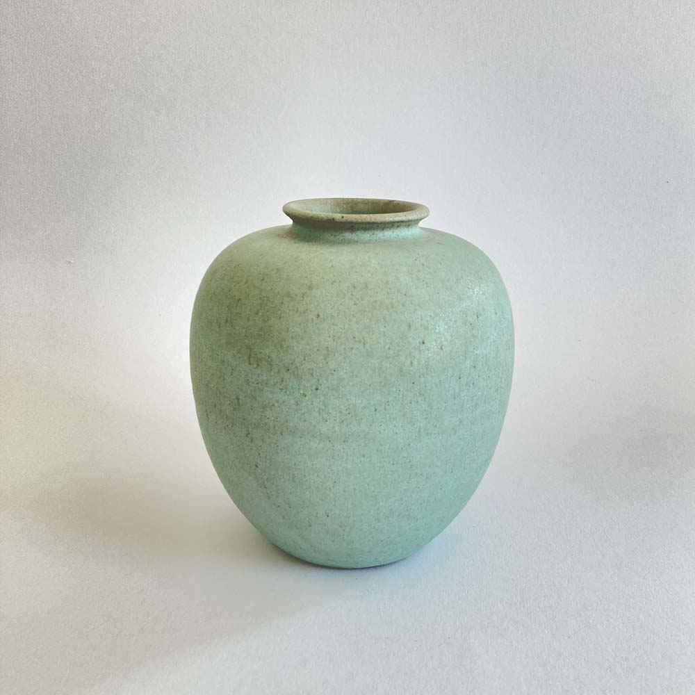 Walter GEBAUER (* 1907, † 1989) - Vaso con smalto verde opaco - studio ceramica - immagine 2