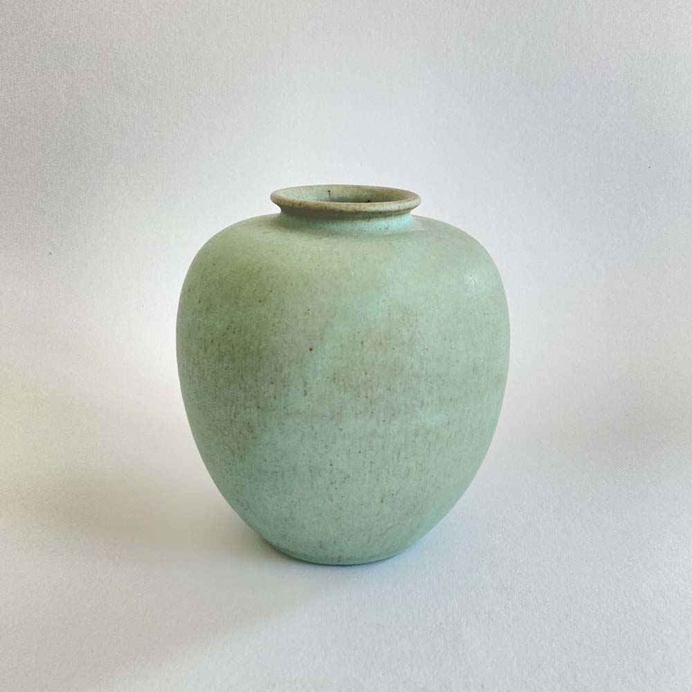 Walter GEBAUER (* 1907, † 1989) - Vaso con smalto verde opaco - studio ceramica - immagine 3