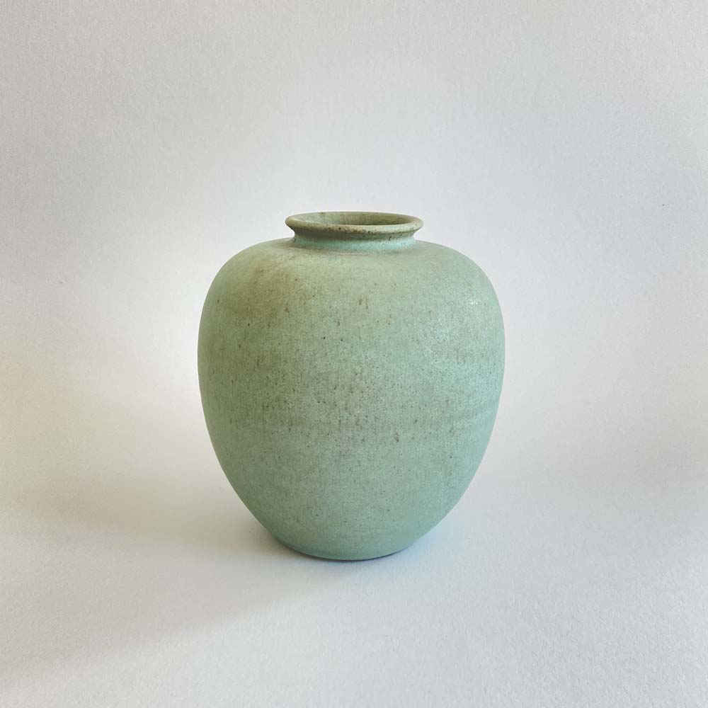 Walter GEBAUER (* 1907, † 1989) - Vaso con smalto verde opaco - studio ceramica - immagine 4