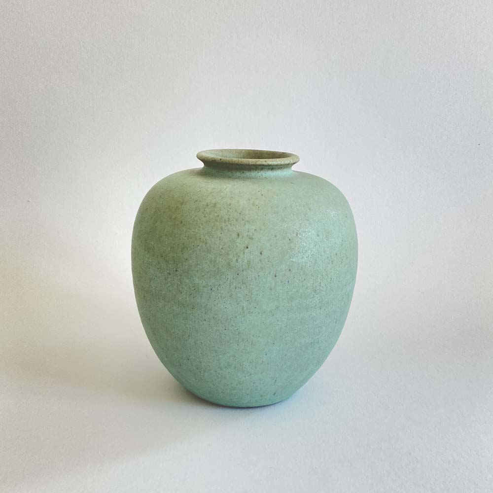 Walter GEBAUER (* 1907, † 1989) - Vaso con smalto verde opaco - studio ceramica - immagine 5