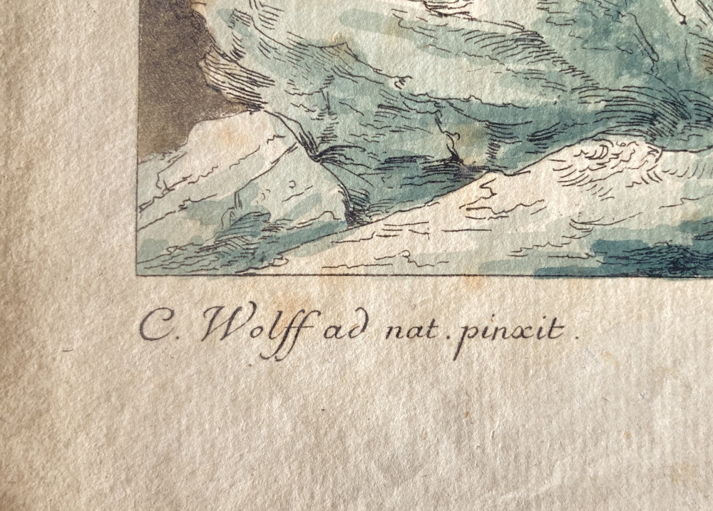 Caspar WOLF (* 1735, † 1783) – Gravure coloriée à la main – N° 9 Glacier du Breithorn, tirée de l'ouvrage de Jacob Samuel Wyttenbach : « Merkwürdige Prospekte aus den Schweizer-Gebürgen und derselben Beschreibung », 1776/1777 – Image 3